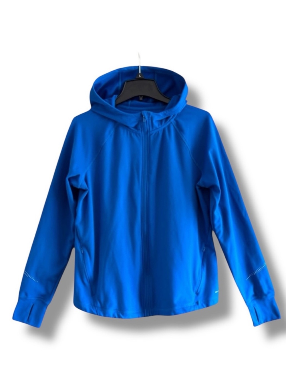 Mondetta Women’s Active Front Zip Hooded Jacket Thumbholes Reflective Detailing